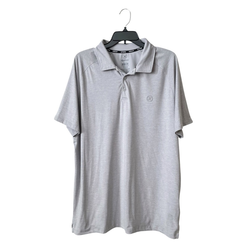 Hurley Men's 4 Way Stretch Moisture Wicking Polo Shirt Size L Gray Short Sleeve